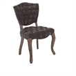 Jette Dining Chair Set of 2- Charcoal Gray Tufted Velvet- Brown Wood