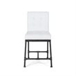 Bruke Counter Height Chair Set of 2- White Tufted Faux Leather- Metal
