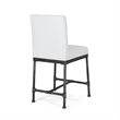 Bruke Counter Height Chair Set of 2- White Tufted Faux Leather- Metal