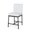 Bruke Counter Height Chair Set of 2- White Tufted Faux Leather- Metal