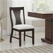 Kiana Dining Chair Set of 2- Beige Fabric Cushion- Dark Brown Wood