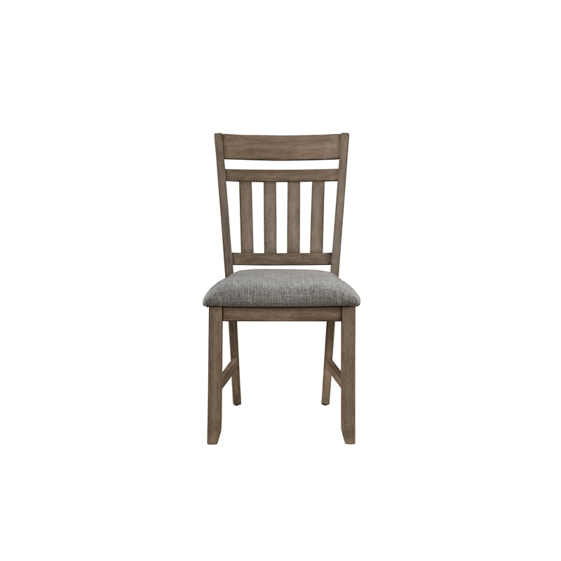 Harris Dining Chair Set of 2- Gray Fabric Brown Solid Rubberwood