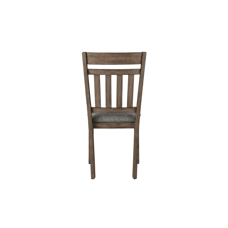 Harris Dining Chair Set of 2- Gray Fabric Brown Solid Rubberwood