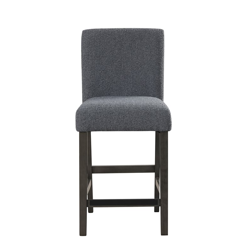 Ghy Counter Height Chair Set of 2- Gray Fabric- Solid Acacia Wood