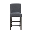 Ghy Counter Height Chair Set of 2- Gray Fabric- Solid Acacia Wood