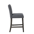 Ghy Counter Height Chair Set of 2- Gray Fabric- Solid Acacia Wood