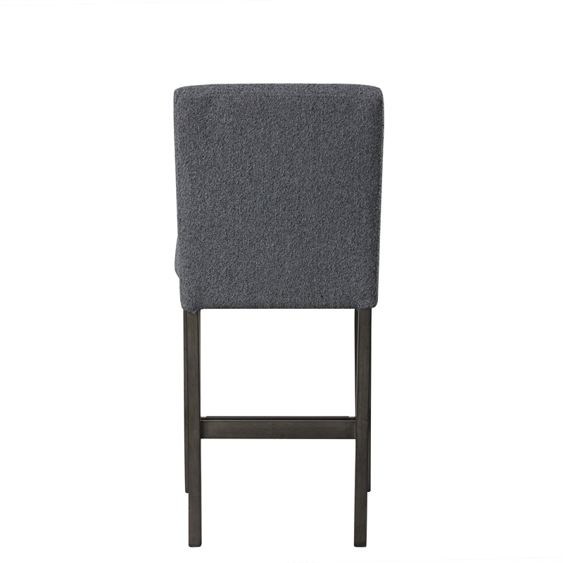 Ghy Counter Height Chair Set of 2- Gray Fabric- Solid Acacia Wood