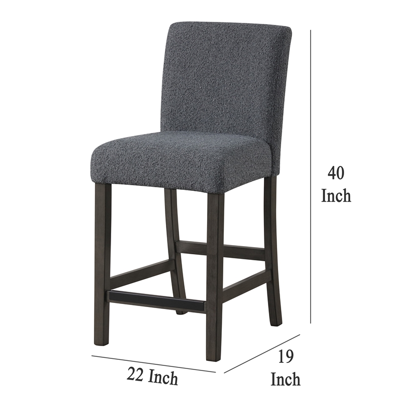 Ghy Counter Height Chair Set of 2- Gray Fabric- Solid Acacia Wood