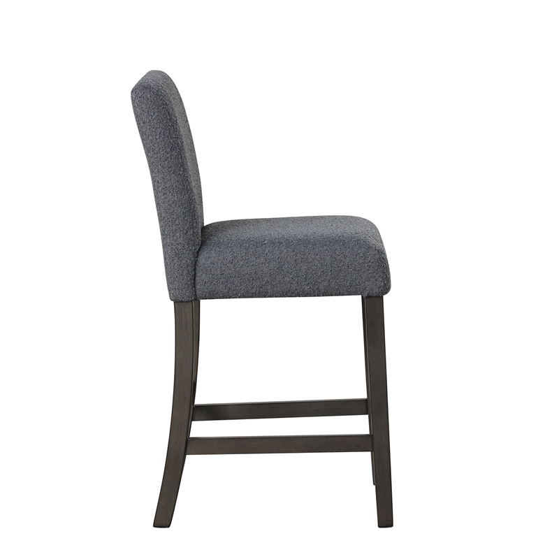 Ghy Counter Height Chair Set of 2- Gray Fabric- Solid Acacia Wood