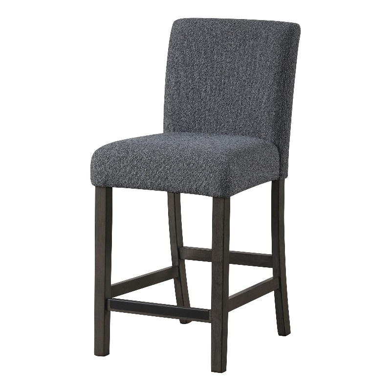 Ghy Counter Height Chair Set of 2- Gray Fabric- Solid Acacia Wood