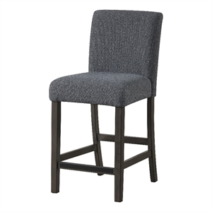 Ghy Counter Height Chair Set of 2- Gray Fabric- Solid Acacia Wood