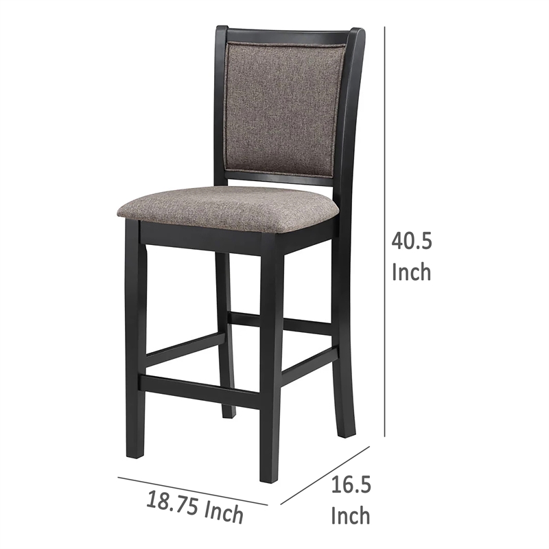 Mac Counter Height Chair Set of 2- Lattice Pattern- Black Brown Wood