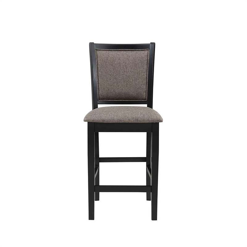 Mac Counter Height Chair Set of 2- Lattice Pattern- Black Brown Wood