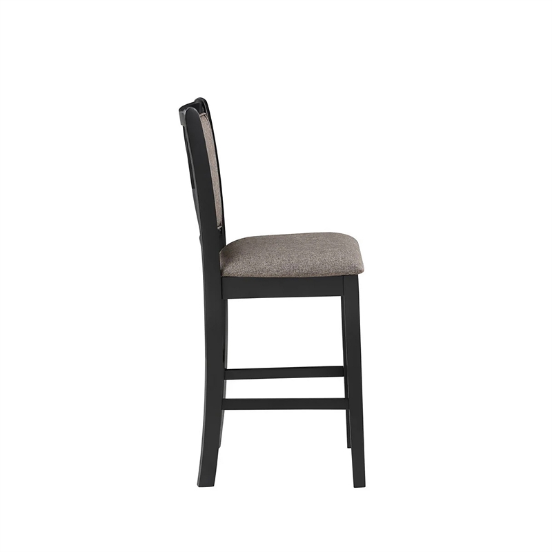 Mac Counter Height Chair Set of 2- Lattice Pattern- Black Brown Wood