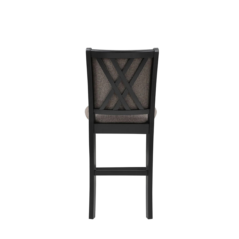 Mac Counter Height Chair Set of 2- Lattice Pattern- Black Brown Wood
