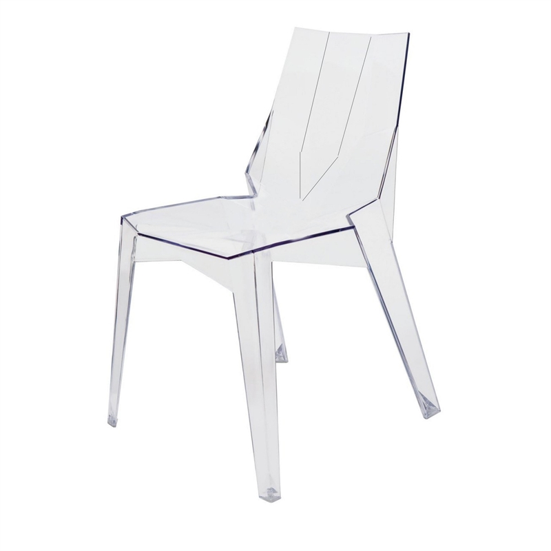 Outdoor Dining Chair Set of 4- Geometric Design- Transparent Clear