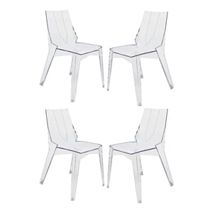 Outdoor Dining Chair Set of 4- Geometric Design- Transparent Clear