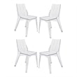 Outdoor Dining Chair Set of 4- Geometric Design- Transparent Clear