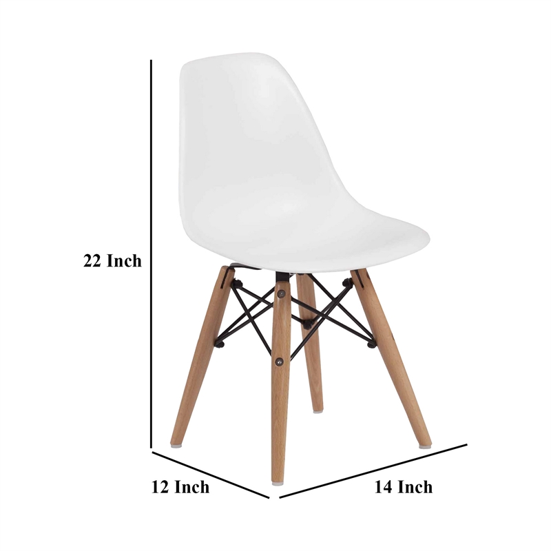 Ben Kids Dining Chair Set of 2- Modern White- Eiffel Brown Wood Legs