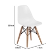 Ben Kids Dining Chair Set of 2- Modern White- Eiffel Brown Wood Legs