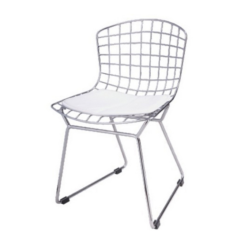 Kids Shuttle Chair Set of 2- White Faux Leather- Mesh Chrome Metal