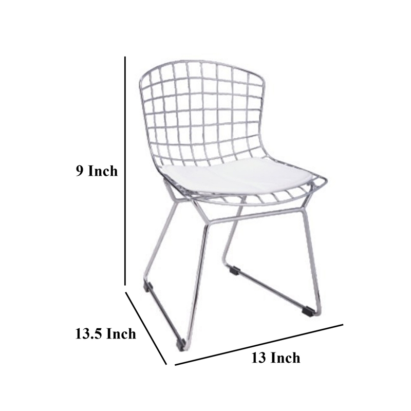 Kids Shuttle Chair Set of 2- White Faux Leather- Mesh Chrome Metal