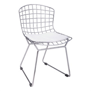 Kids Shuttle Chair Set of 2- White Faux Leather- Mesh Chrome Metal