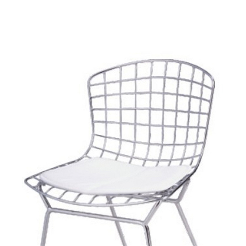 Kids Shuttle Chair Set of 2- White Faux Leather- Mesh Chrome Metal