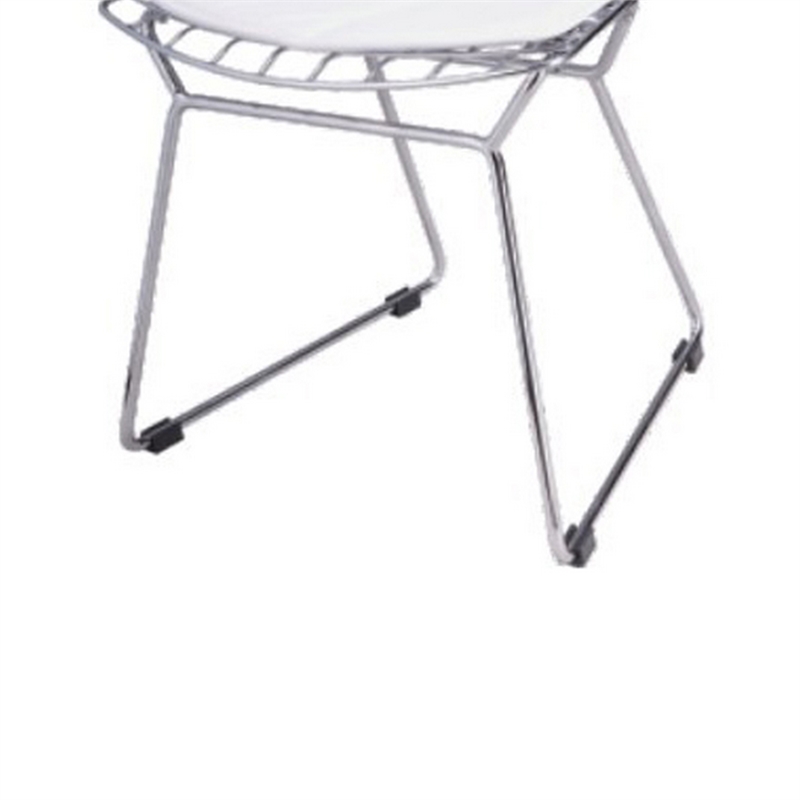Kids Shuttle Chair Set of 2- White Faux Leather- Mesh Chrome Metal