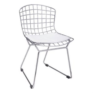 Kids Shuttle Chair Set of 2- White Faux Leather- Mesh Chrome Metal