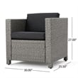 Elza Outdoor Accent Chair Set of 4- Rattan Wicker- Charcoal Gray Seat