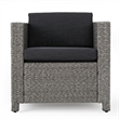 Elza Outdoor Accent Chair Set of 4- Rattan Wicker- Charcoal Gray Seat