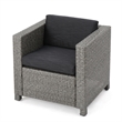 Elza Outdoor Accent Chair Set of 4- Rattan Wicker- Charcoal Gray Seat