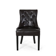 Chen Dining Chair Set of 2- Sloped Arms- Tufted Brown Faux Leather