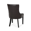 Chen Dining Chair Set of 2- Sloped Arms- Tufted Brown Faux Leather