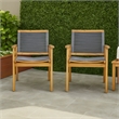 Outdoor Dining Chair Set of 2- 35 Inch Gray Woven- Brown Acacia Wood