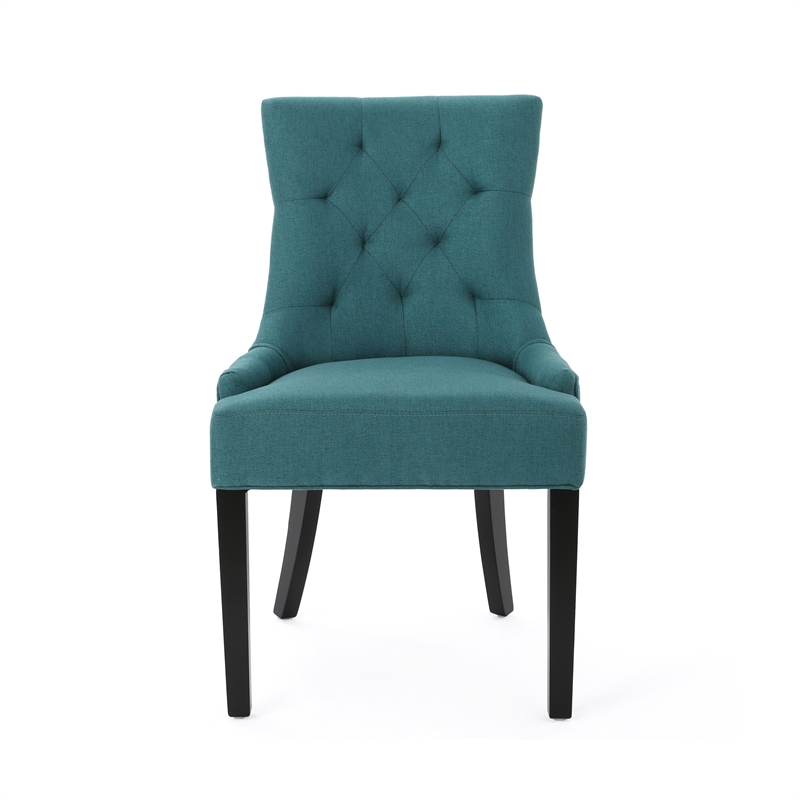 Chen Dining Chair Set of 2- 36 Inch Oval Shaped Padded Cushion- Teal