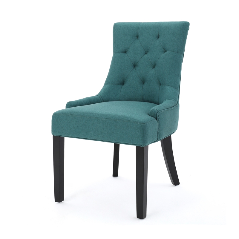 Chen Dining Chair Set of 2- 36 Inch Oval Shaped Padded Cushion- Teal