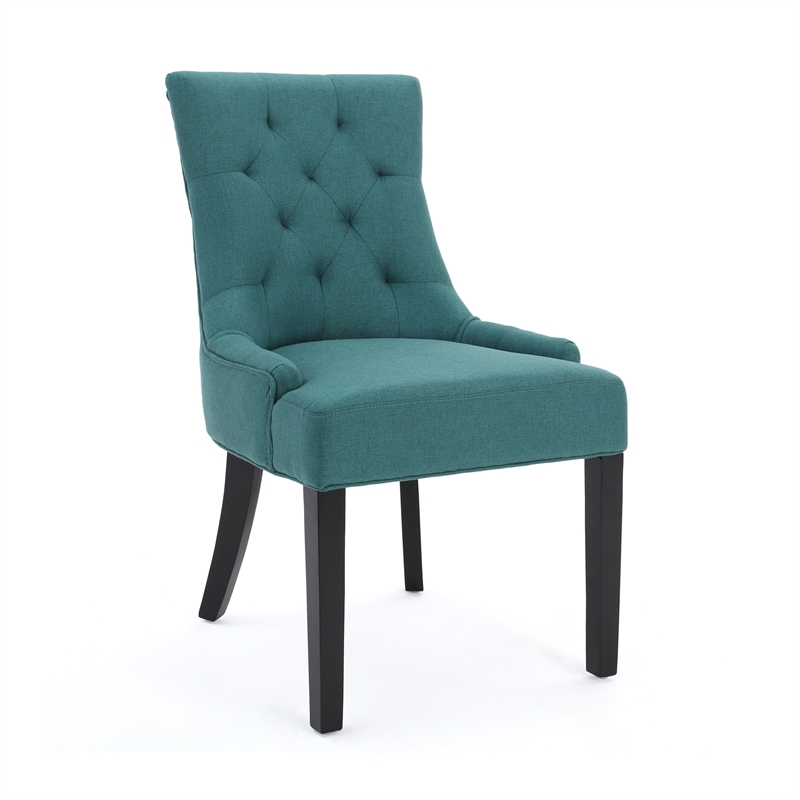 Chen Dining Chair Set of 2- 36 Inch Oval Shaped Padded Cushion- Teal