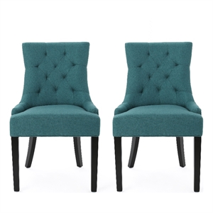 Chen Dining Chair Set of 2- 36 Inch Oval Shaped Padded Cushion- Teal