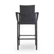 Outdoor Barstool Chair Set of 2- Gray PE Rattan Woven- Iron Frame