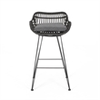 Outdoor Barstool Chair Set of 2- Low Back Woven Design- Gray and Black