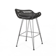 Outdoor Barstool Chair Set of 2- Low Back Woven Design- Gray and Black