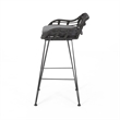 Outdoor Barstool Chair Set of 2- Low Back Woven Design- Gray and Black