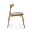 Hoso Dining Chair Set of 2- Curved- Light Gray Padded- Natural Brown