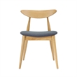 Hoso Dining Chair Set of 2- Curved- Dark Gray Padded- Natural Brown