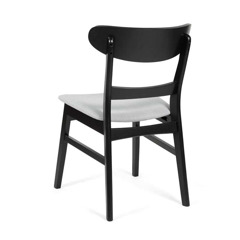 Cole Dining Chair Set of 2- Curved Open Back- Gray Padded Seat- Black