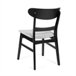 Cole Dining Chair Set of 2- Curved Open Back- Gray Padded Seat- Black
