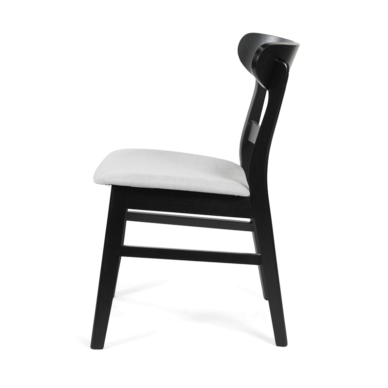 Cole Dining Chair Set of 2- Curved Open Back- Gray Padded Seat- Black