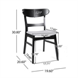 Cole Dining Chair Set of 2- Curved Open Back- Gray Padded Seat- Black